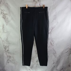 Spanx Pants Womens XL Black White Ankle Piped Skinny Ponte Crop High Rise Zip